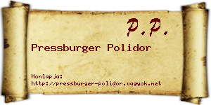Pressburger Polidor névjegykártya